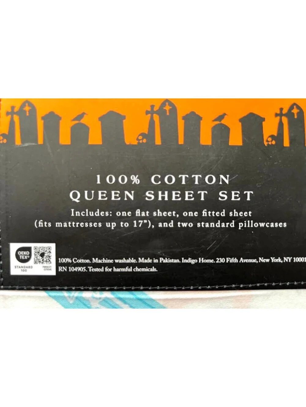 Skull and Bones Halloween Queen Sheet Set-Skeleton Pool Float-100% Cotton